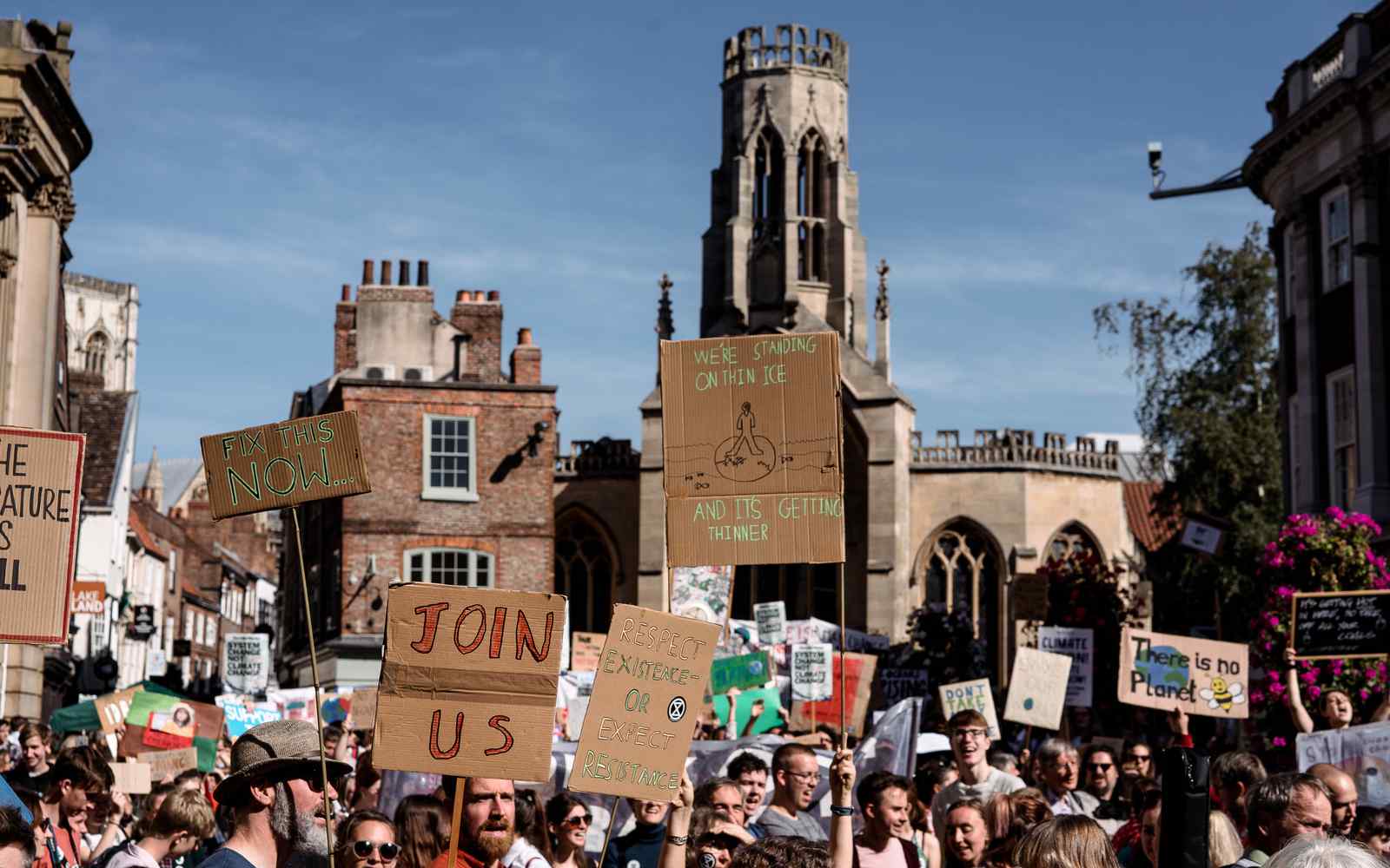 Students on climate strike in York city centre 