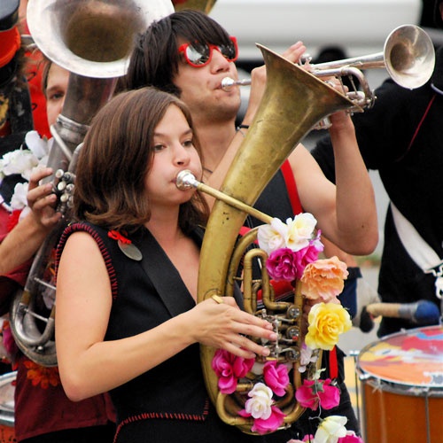Students playing at HonkFest 