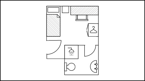 Floor plan for a standard ensuite room in Garden Street 