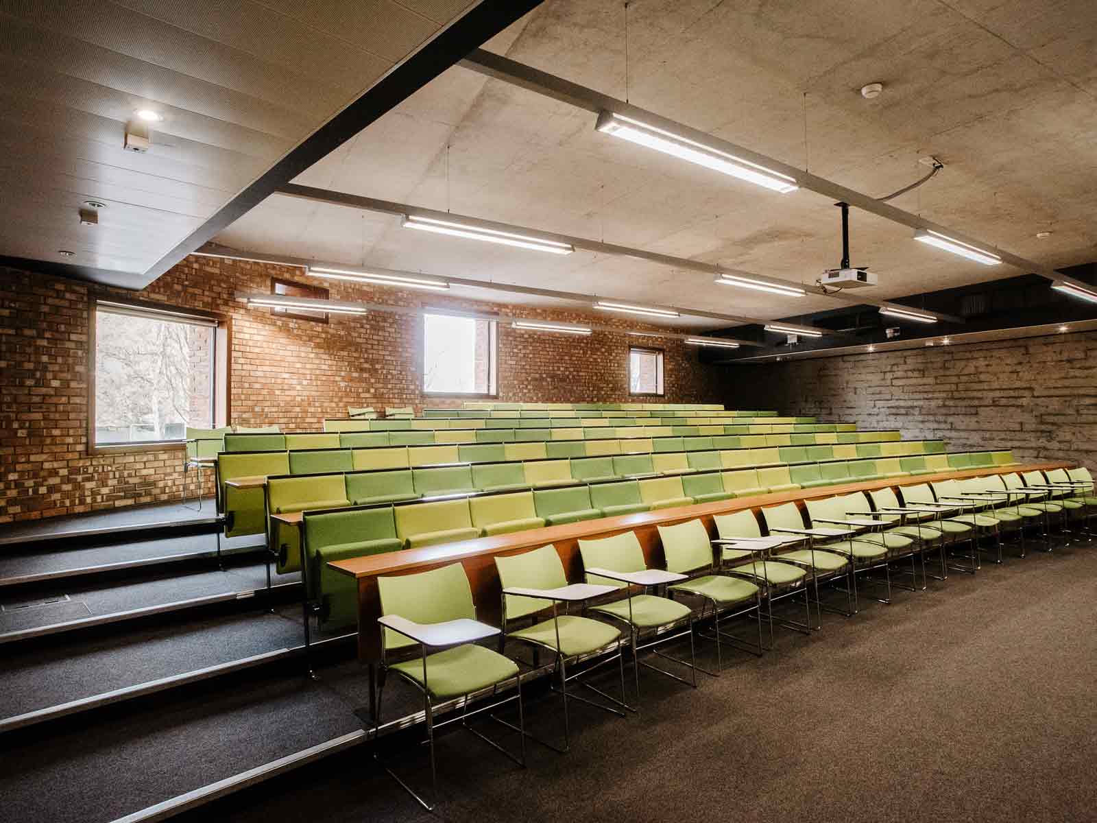 Empty lecture room in De Grey building