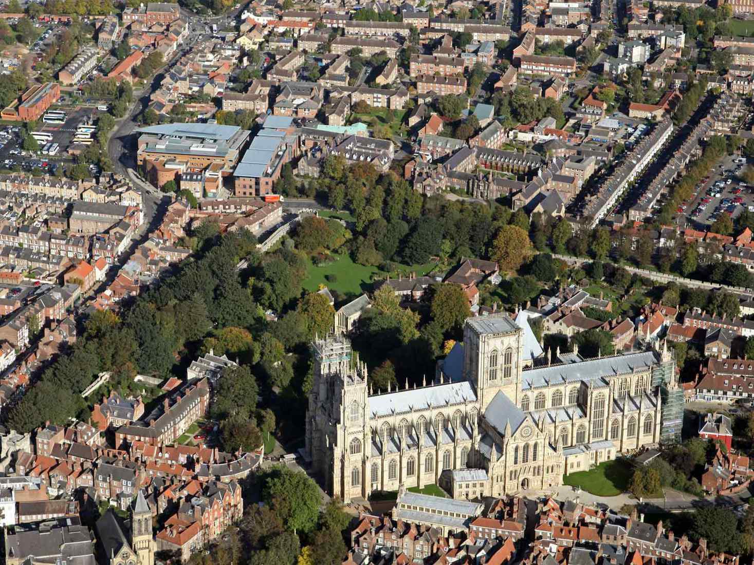 Aerial view of York Minster. 