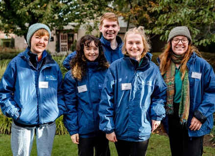 Five student ambassadors at an Open Day event. 