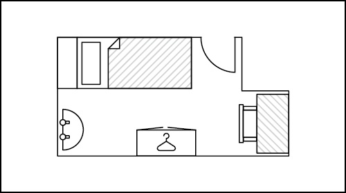 Floor plan for a standard in Muir House 