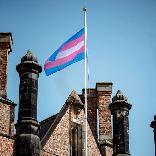 Trans flag flying on campus 