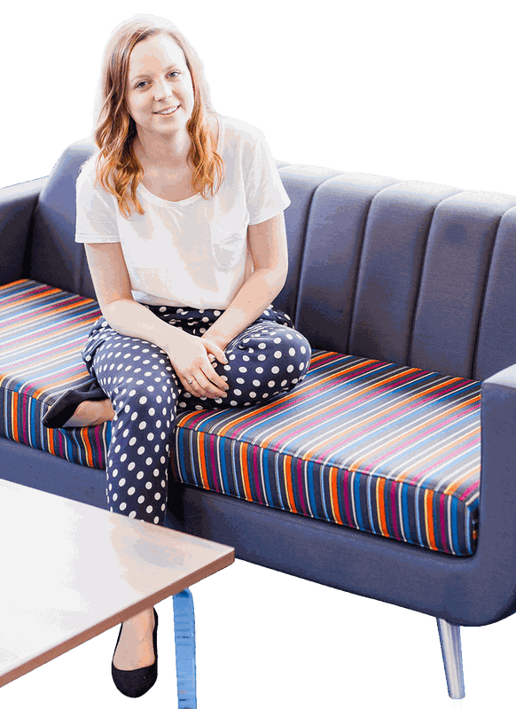 Student sitting on a sofa 